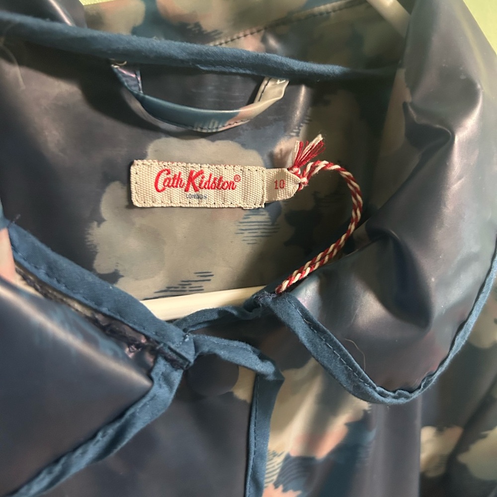 Cath Kidston Clouds Raincoat UK 10 Blue Hooded Jacket - Picture 2 of 6